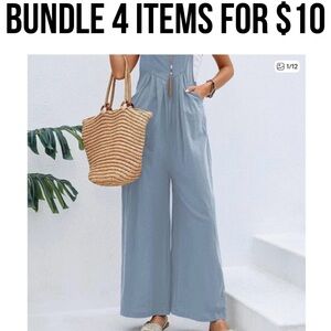 *4 FOR $10* 
Women's Light Blue Jumpsuit Sz L